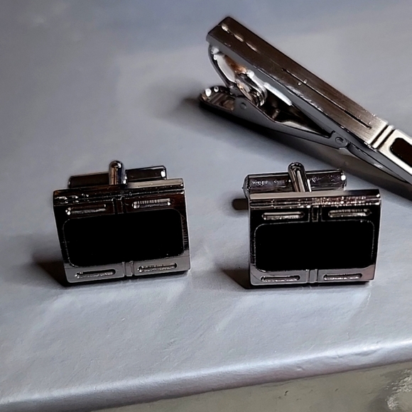 Cufflinks set of 3 Unbranded black Enamel - Picture 6 of 8